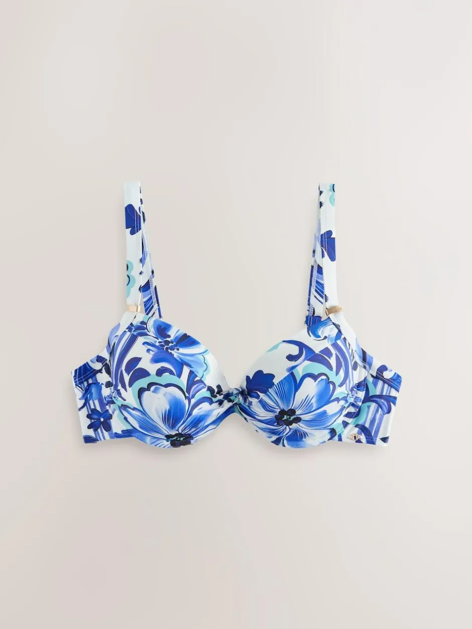 Next White/Blue Porcelain Shaping Padded Wired Bikini Top Clearance