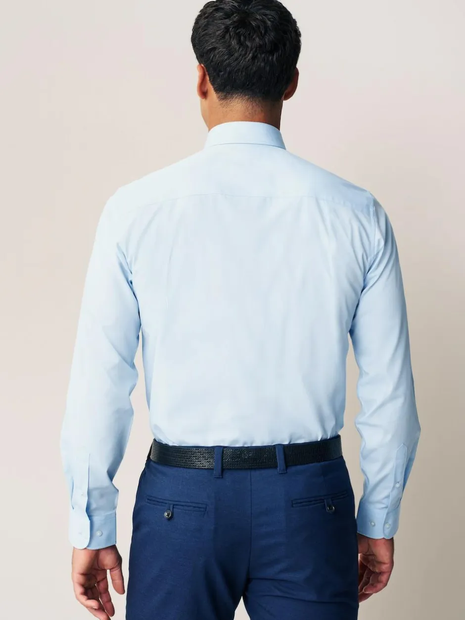 Next Regular Fit Easy Care Long Sleeve Single Cuff Smart Shirts 2 Pack White/Blue Outlet