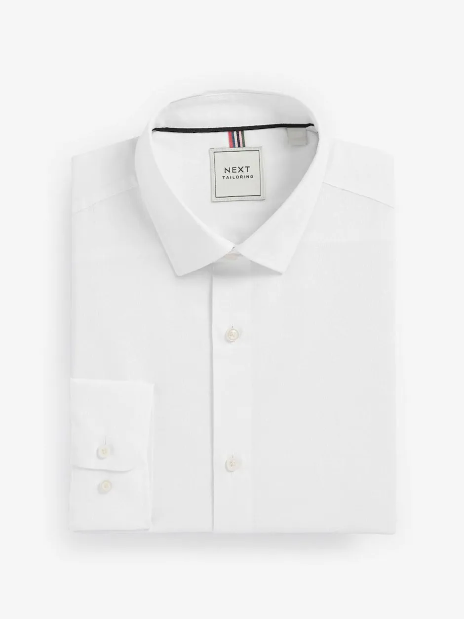Next Slim Fit Easy Care Textured Single Cuff Smart Shirts 3 Pack White/Blue New