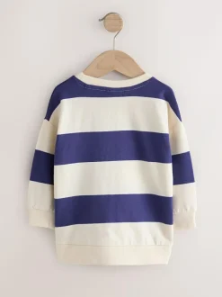 Next White/Blue Stripe Bluey Crew Neck Cotton Sweatshirt (12mths-8yrs) Best