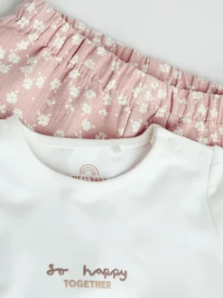Next White/Brown Baby Long Sleeve Top and Trousers Set 2 Piece (0mths-2yrs) Online