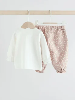 Next White/Brown Baby Long Sleeve Top and Trousers Set 2 Piece (0mths-2yrs) Online