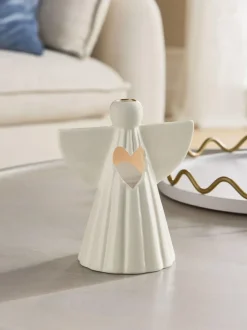 Next White/Gold Ceramic Angel Tea Light Holder Outlet