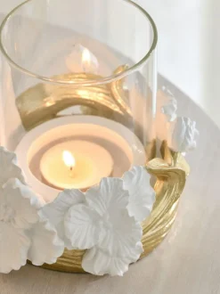 Next White/Gold Floral Tea Light Holder Outlet