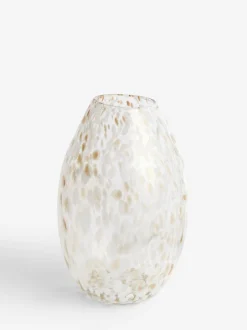Next White/Gold Large Confetti Glass Flower Vase Clearance