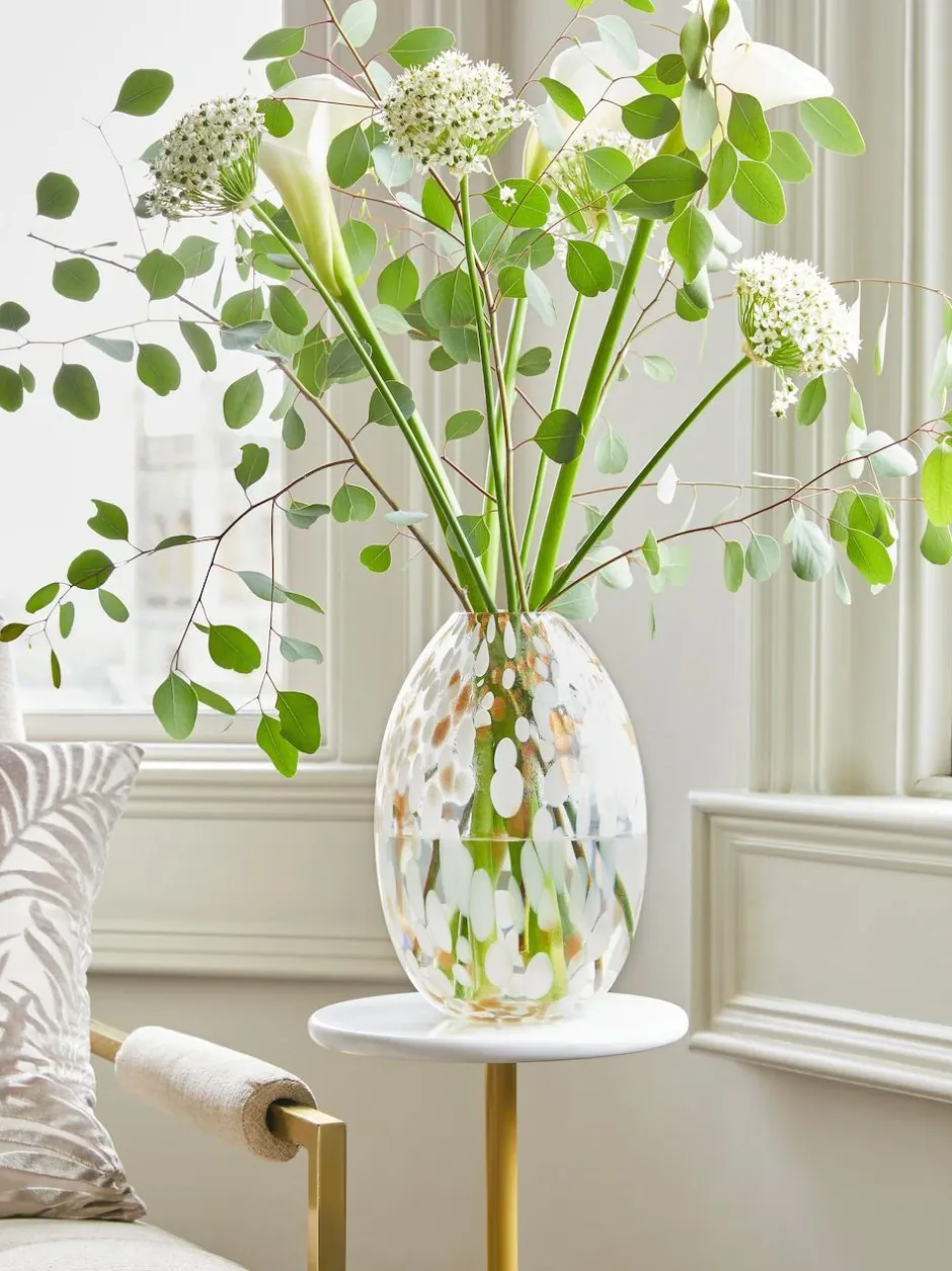 Next Medium Confetti Glass Flower Vase White/Gold