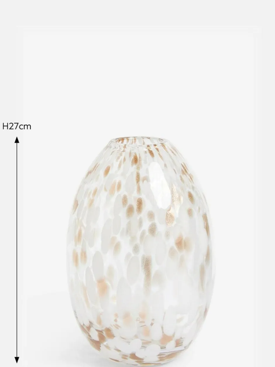 Next Medium Confetti Glass Flower Vase White/Gold