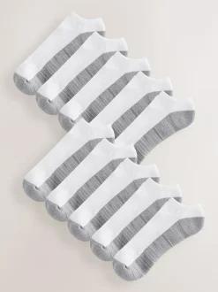 Next 10 Pack Cushioned Trainers Socks White/Greys Sale