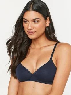 Next Pad Non Wire Cotton Blend Ultimate Comfort Bras 3 Pack White/Navy Blue/Pink