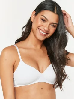 Next Pad Non Wire Cotton Blend Ultimate Comfort Bras 3 Pack White/Navy Blue/Pink