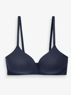 Next Pad Non Wire Cotton Blend Ultimate Comfort Bras 3 Pack White/Navy Blue/Pink
