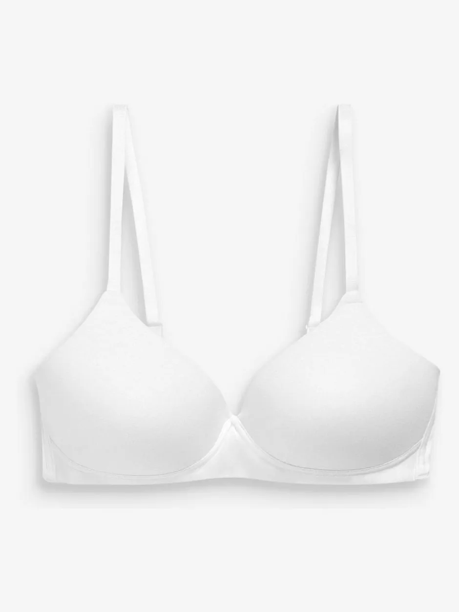 Next Pad Non Wire Cotton Blend Ultimate Comfort Bras 3 Pack White/Navy Blue/Pink