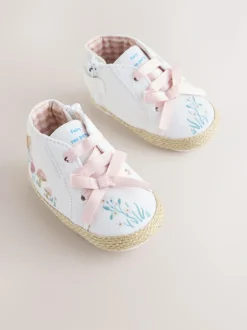 Next Baby High Top Trainers (0-24mths) White/Pink Character New