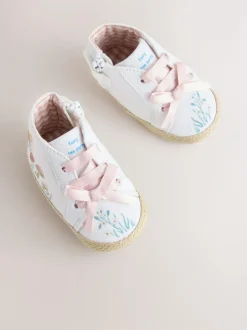 Next Baby High Top Trainers (0-24mths) White/Pink Character New