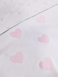 Next Heart Reversible Duvet Cover and Pillowcase Set White/Pink Sale