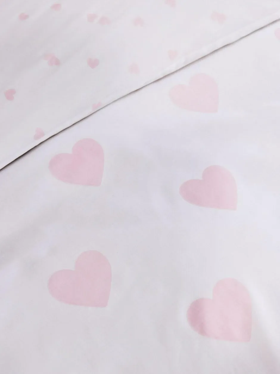 Next Heart Reversible Duvet Cover and Pillowcase Set White/Pink Sale