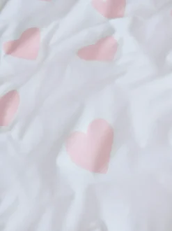 Next Heart Reversible Duvet Cover and Pillowcase Set White/Pink Sale