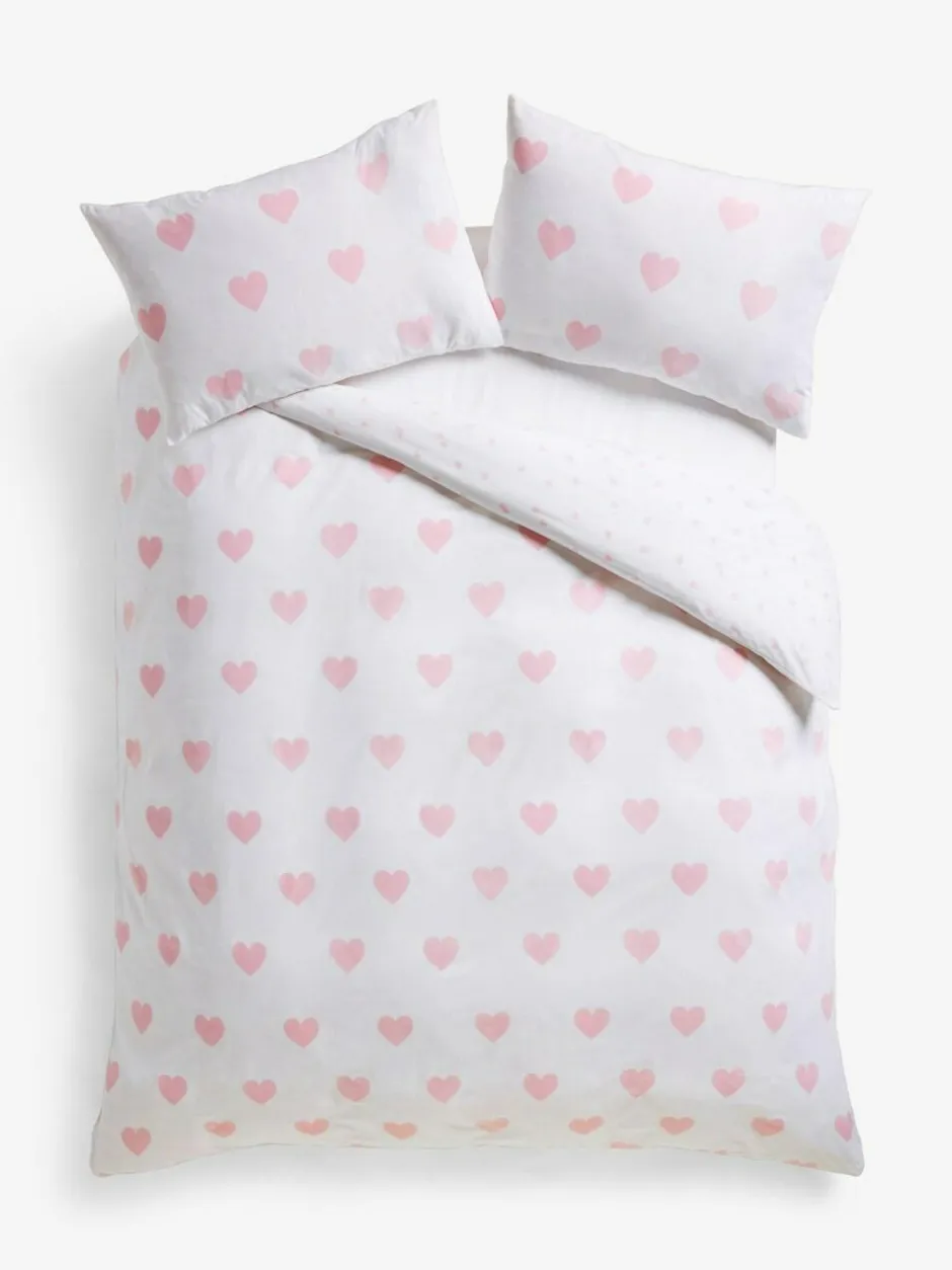 Next Heart Reversible Duvet Cover and Pillowcase Set White/Pink Sale
