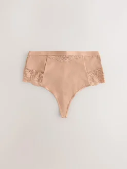 Next Tummy Control Light Shaping High Waist Thongs 2 Pack White/Praline Nude Discount