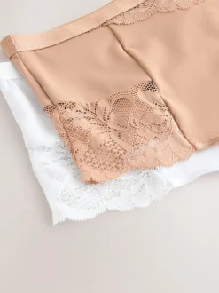 Next Tummy Control Light Shaping High Waist Thongs 2 Pack White/Praline Nude Discount