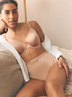 Next Tummy Control Light Shaping High Waist Thongs 2 Pack White/Praline Nude Discount