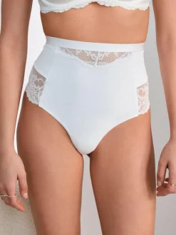 Next Tummy Control Light Shaping High Waist Thongs 2 Pack White/Praline Nude Discount