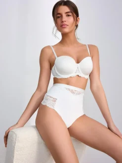 Next Tummy Control Light Shaping High Waist Thongs 2 Pack White/Praline Nude Discount