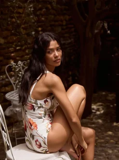 Next Wrap Tummy Control Swimsuit White/Red Floral