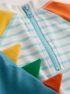 Next Short Sleeve Sunsafe Rash Vest and Swim Shorts Set (3mths-7yrs) White/Red/Yellow Outlet