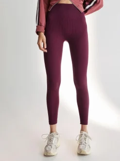 Next Wine Red Ribbed Seamless High Waist Leggings Outlet