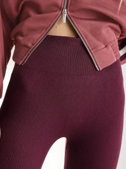 Next Wine Red Ribbed Seamless High Waist Leggings Outlet