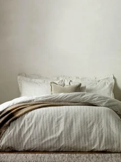 Yard Mole Brown Hebden Striped 100% Cotton Duvet Cover and Pillowcase Set Online