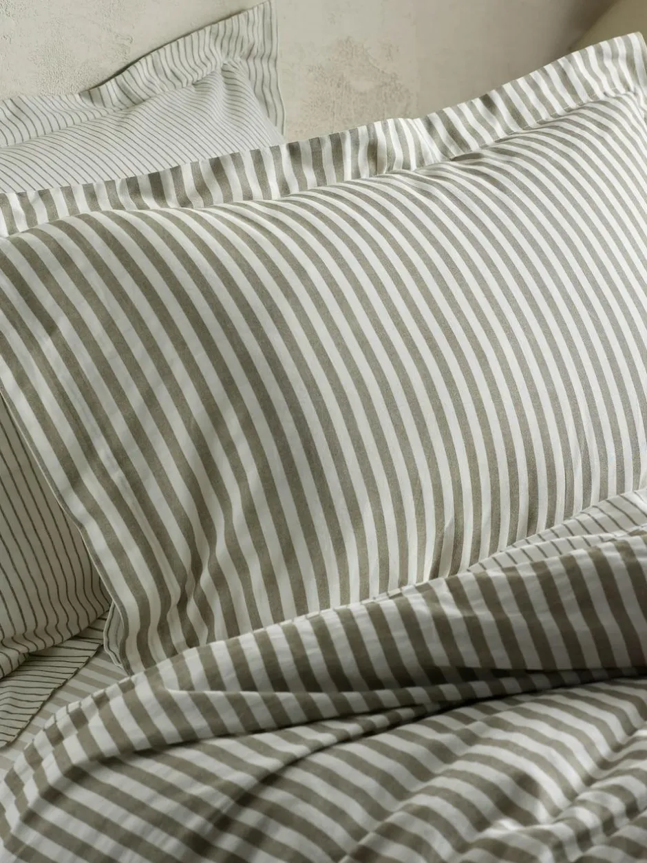 Yard Mole Brown Hebden Striped 100% Cotton Duvet Cover and Pillowcase Set Online