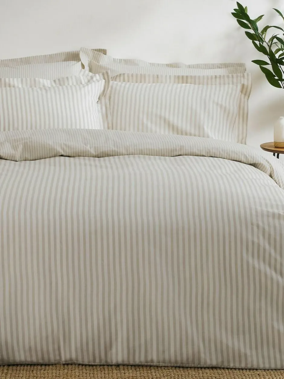 Yard Natural Hebden Striped 100% Cotton Duvet Cover and Pillowcase Set