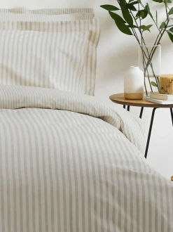Yard Natural Hebden Striped 100% Cotton Duvet Cover and Pillowcase Set