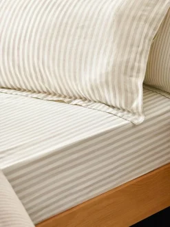 Yard Natural Set of 2 Hebden Melange Stripe 100 Cotton Pillowcases Sale