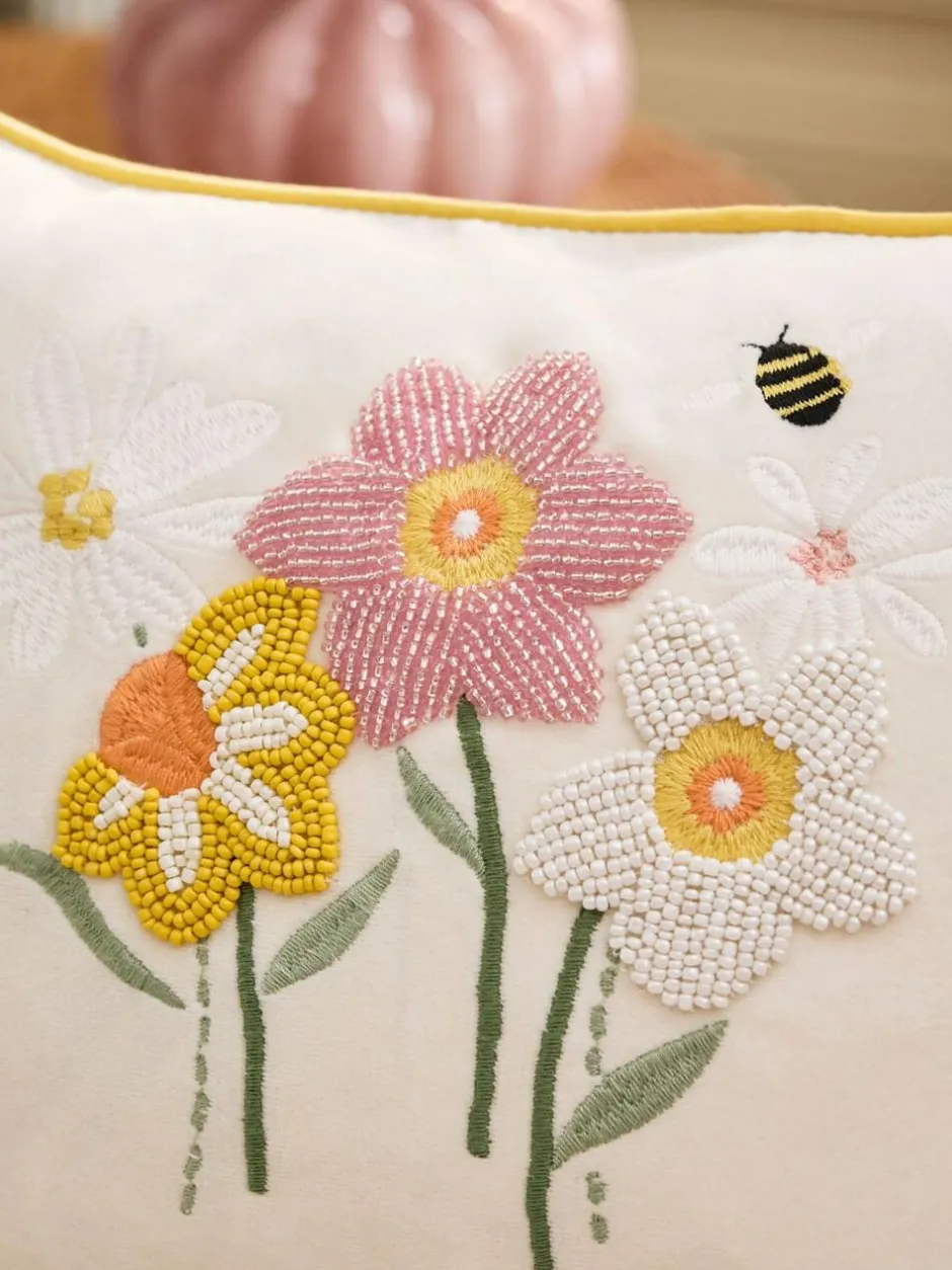 Next Yellow 30 X 40cm Embellished Daisy And Daffodils Cushion