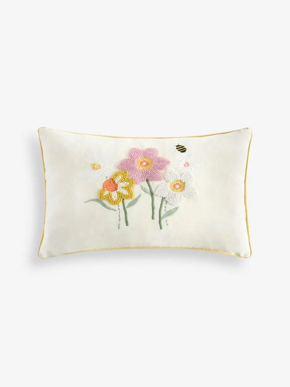 Next Yellow 30 X 40cm Embellished Daisy And Daffodils Cushion