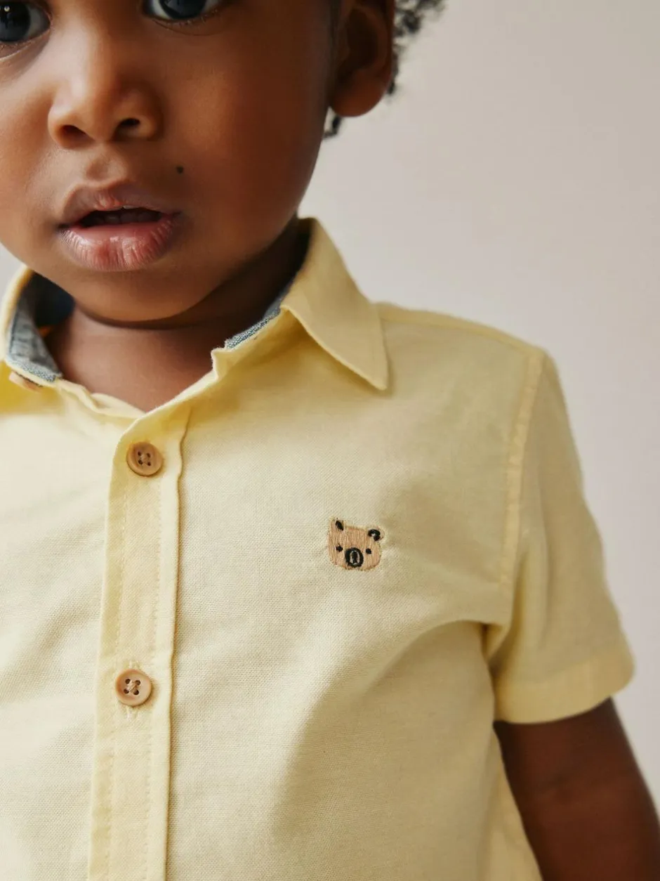 Next Short Sleeve Long Sleeve Oxford Shirt (3mths-7yrs) Yellow Gingham Character Best