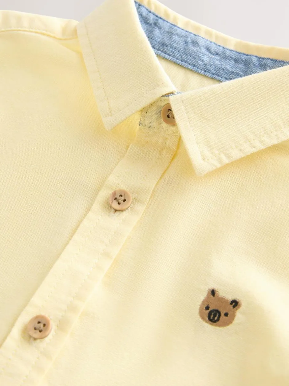 Next Short Sleeve Long Sleeve Oxford Shirt (3mths-7yrs) Yellow Gingham Character Best