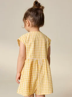 Next Sleeveless Playsuit (3mths-7yrs) Yellow Gingham Embroidered Sale