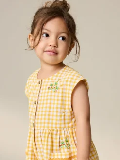 Next Sleeveless Playsuit (3mths-7yrs) Yellow Gingham Embroidered Sale