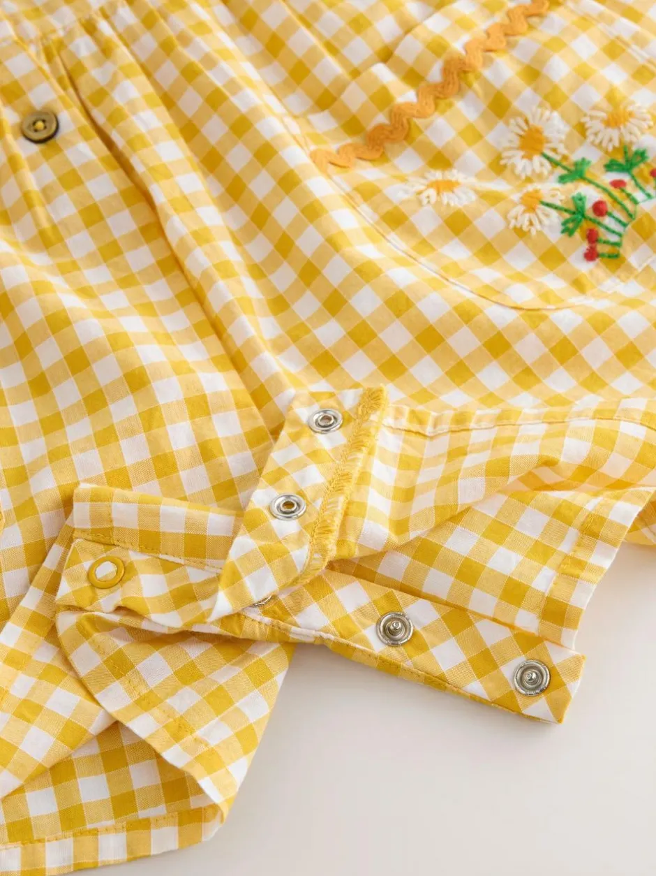 Next Sleeveless Playsuit (3mths-7yrs) Yellow Gingham Embroidered Sale