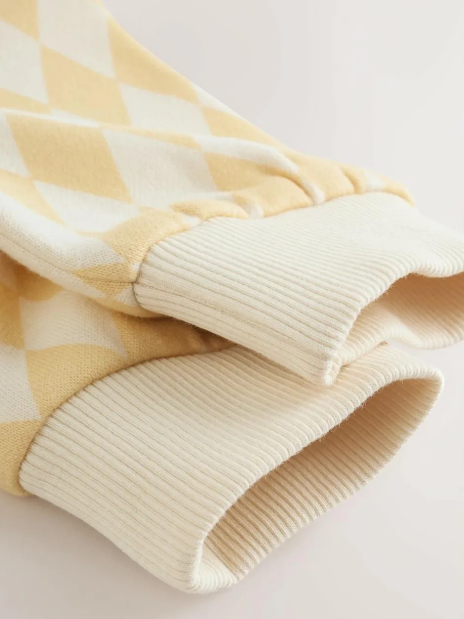 Next Yellow Harlequin Baby Sweat Romper (0mths-3yrs) Online