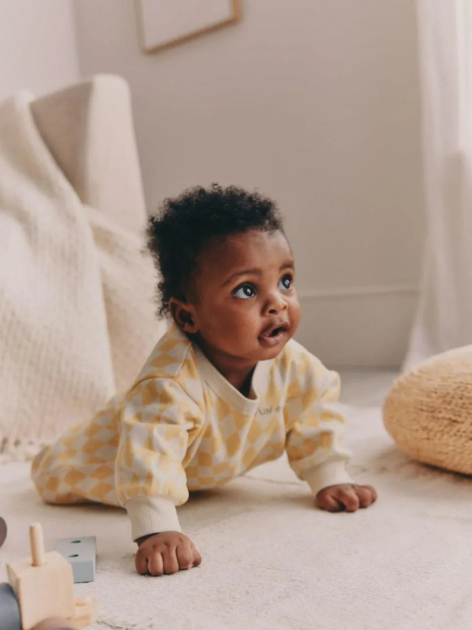 Next Yellow Harlequin Baby Sweat Romper (0mths-3yrs) Online