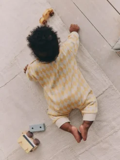 Next Yellow Harlequin Baby Sweat Romper (0mths-3yrs) Online