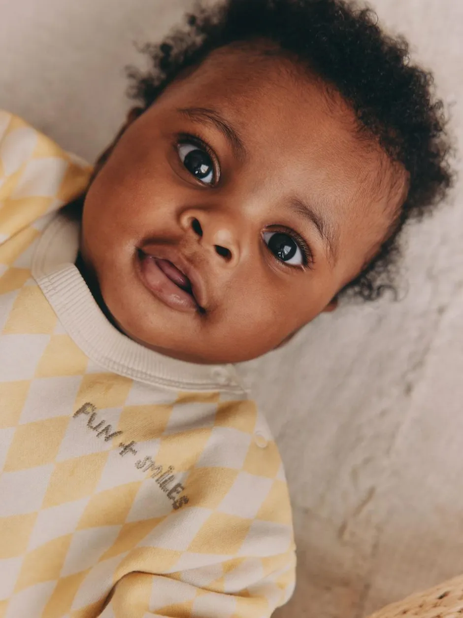 Next Yellow Harlequin Baby Sweat Romper (0mths-3yrs) Online
