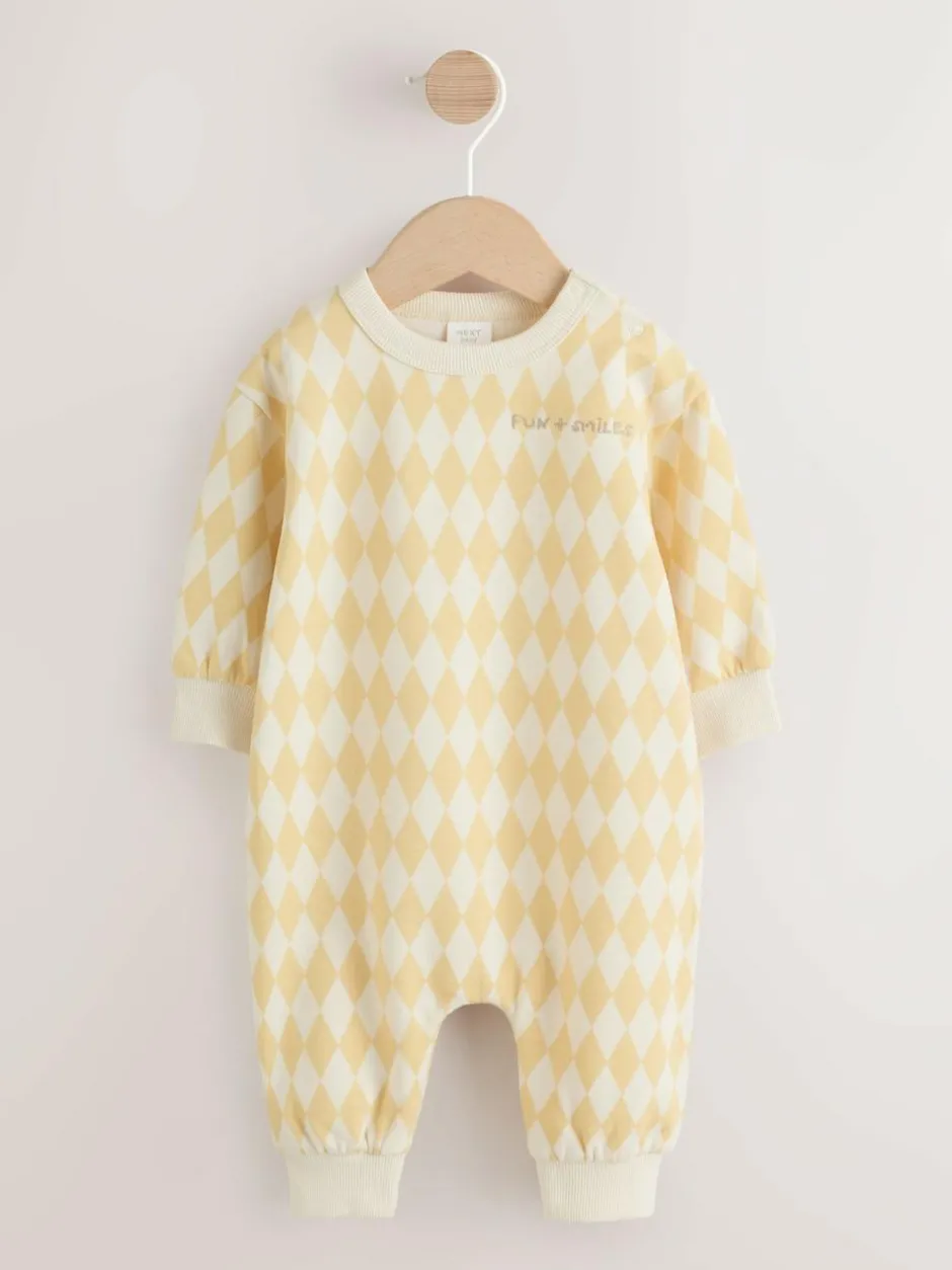 Next Yellow Harlequin Baby Sweat Romper (0mths-3yrs) Online