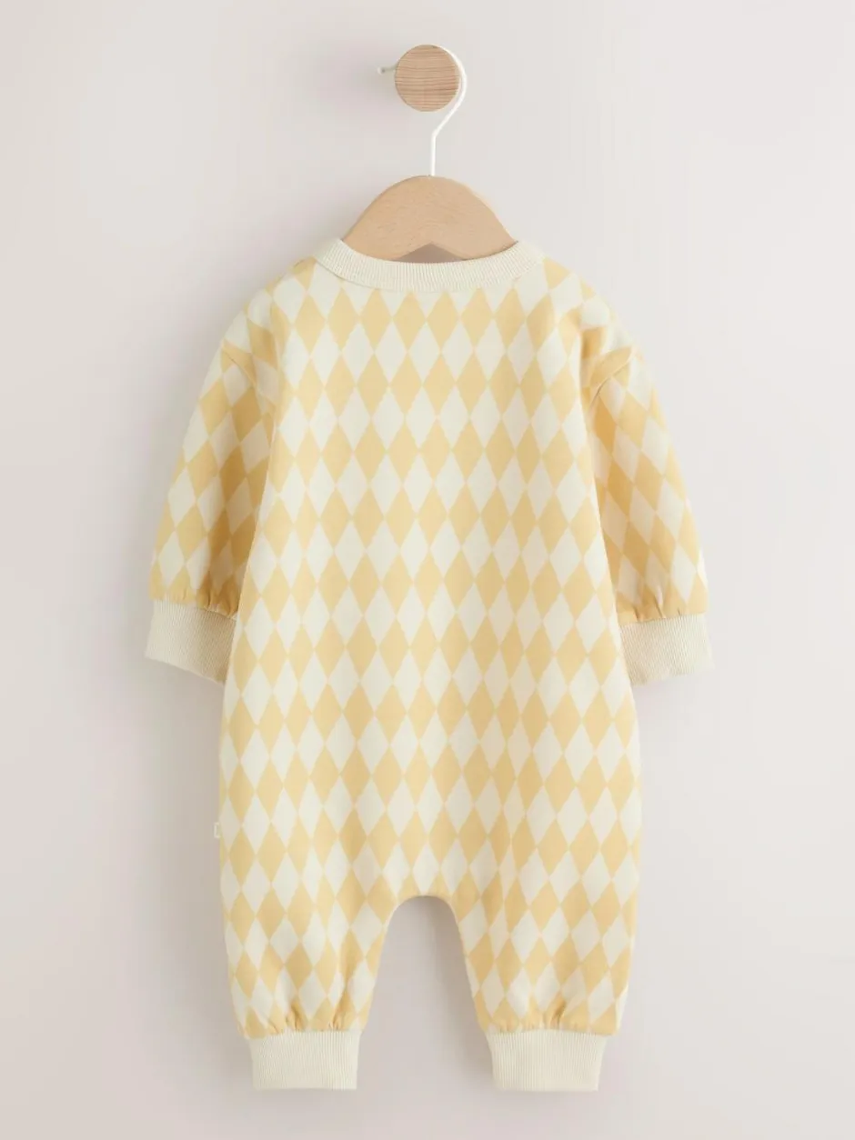 Next Yellow Harlequin Baby Sweat Romper (0mths-3yrs) Online