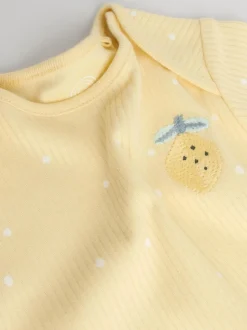 Next Yellow Lemons 5 Pack Short Sleeve Baby Bodysuits New